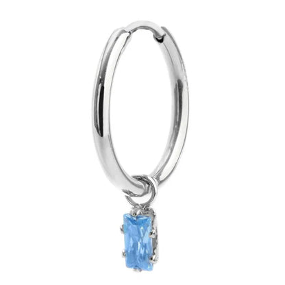 Orecchino con Zircone Baguette Azzurro in Acciaio Marlù