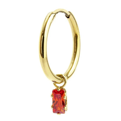 Orecchino con Zircone Baguette Arancione in Acciaio Oro Marlù Marlù