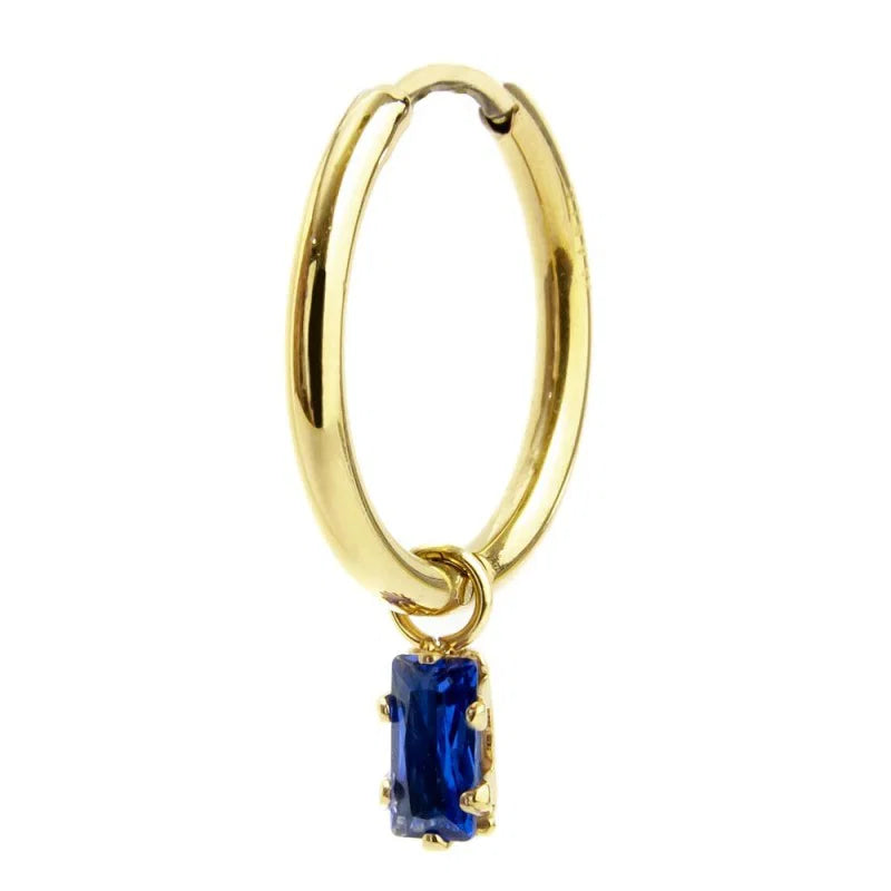 Orecchino con Zircone Baguette Blu in Acciaio Oro Marlù Marlù