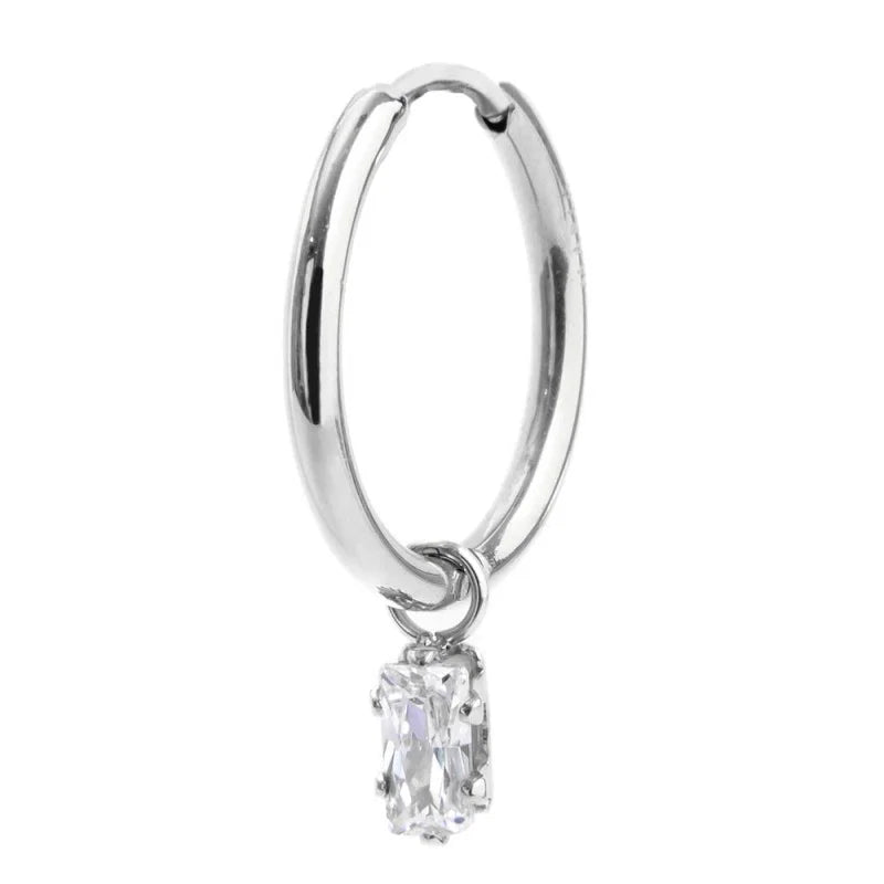 Orecchino con Zircone Baguette Bianco in Acciaio Marlù Marlù