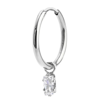 Orecchino con Zircone Baguette Bianco in Acciaio Marlù Marlù