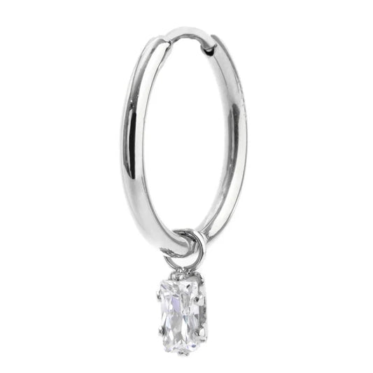 Orecchino con Zircone Baguette Bianco in Acciaio Marlù Marlù