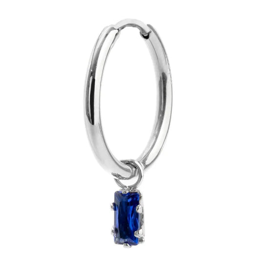 Orecchino con Zircone Baguette Blu in Acciaio Marlù Marlù