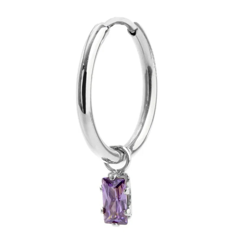 Orecchino con Zircone Baguette Viola in Acciaio Marlù Marlù