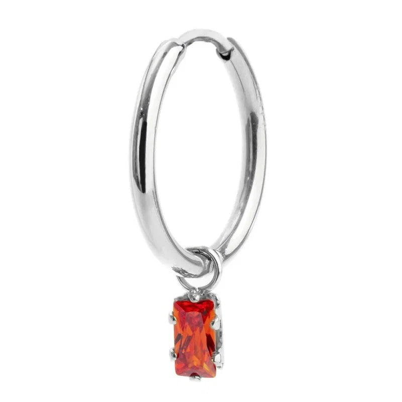 Orecchino con Zircone Baguette Arancione in Acciaio Marlù Marlù