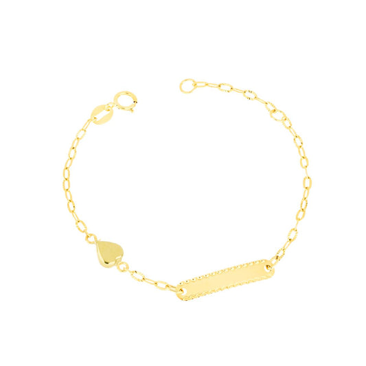 Bracciale Bimba in Oro Cuore e Targhetta