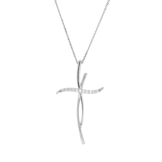 Collana Croce Stilizzata in Oro Bianco