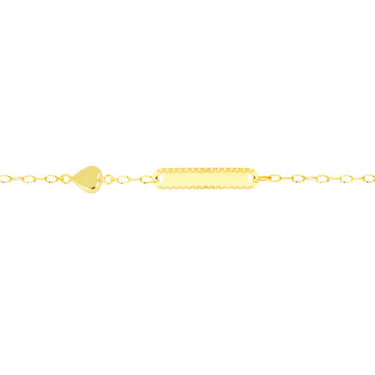 Bracciale Bimba in Oro Cuore e Targhetta