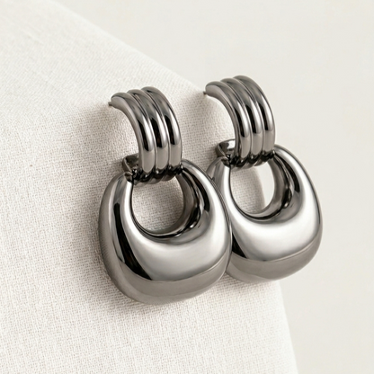 Orecchini a Gancio Nuvola Gunmetal Moderno Gaiè Bijoux