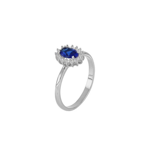 Anello Kate in Oro Bianco e Pietra Blu
