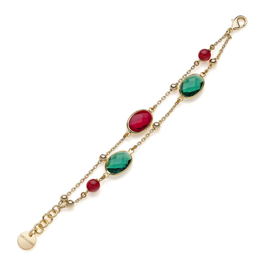 Bracciale Con Pietre Rosse E Verdi