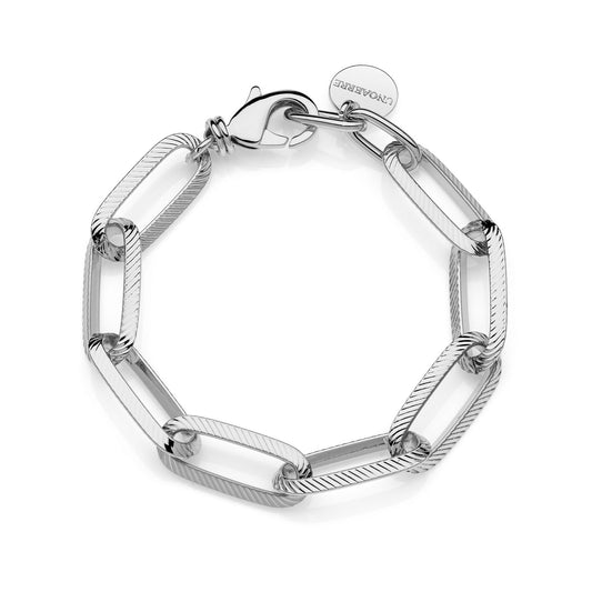 Bracciale argentato catena forzatina diamantata