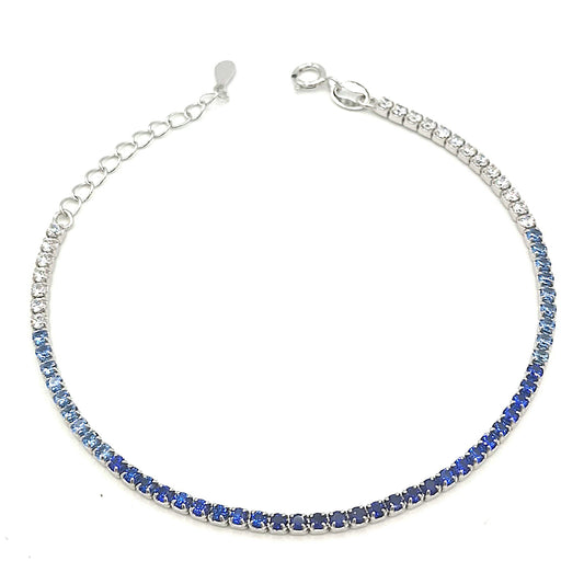 Bracciale Tennis In Argento Pietre Blu A Sfumare