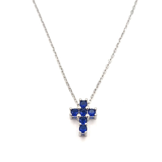 Collana in Argento con croce blu