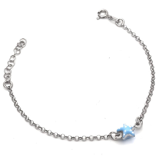 Bracciale bimbo in argento stella azzurra