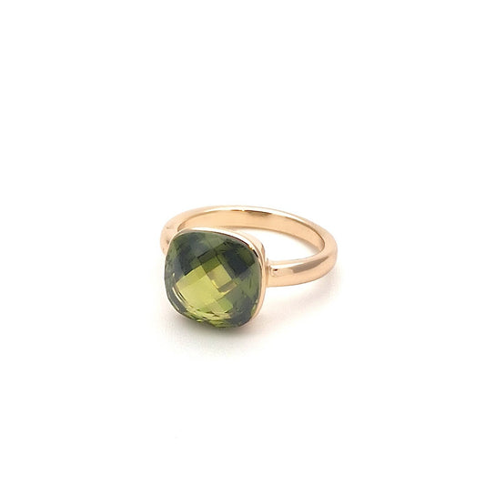 Anello nudo dorato pietra verde