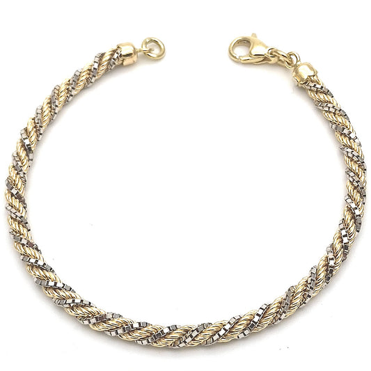 Bracciale Corda In Oro Giallo E Oro Bianco