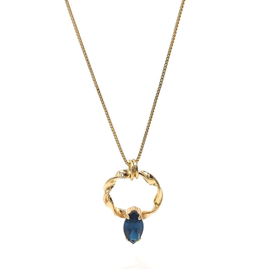 Collana in argento pendente torchon e pietra blu