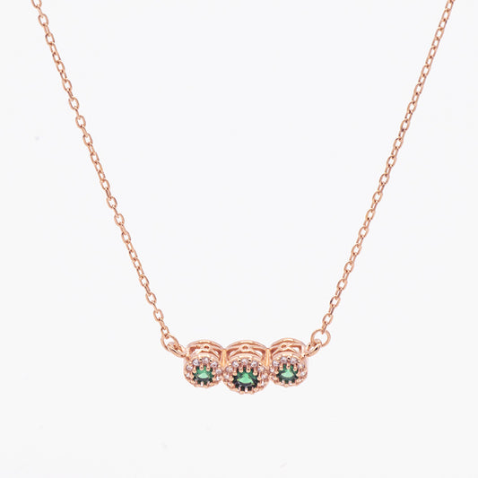 Collana trilogy verde in argento rosa