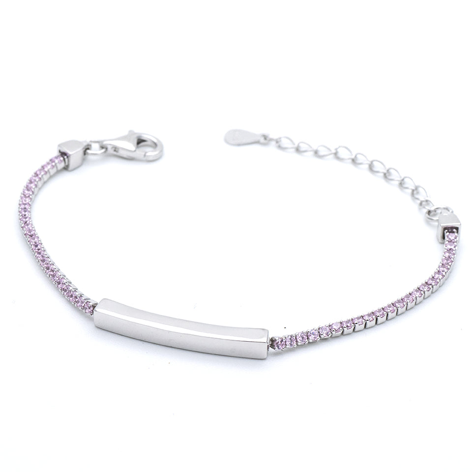 Bracciale tennis bimba in argento con targhetta personalizzabile