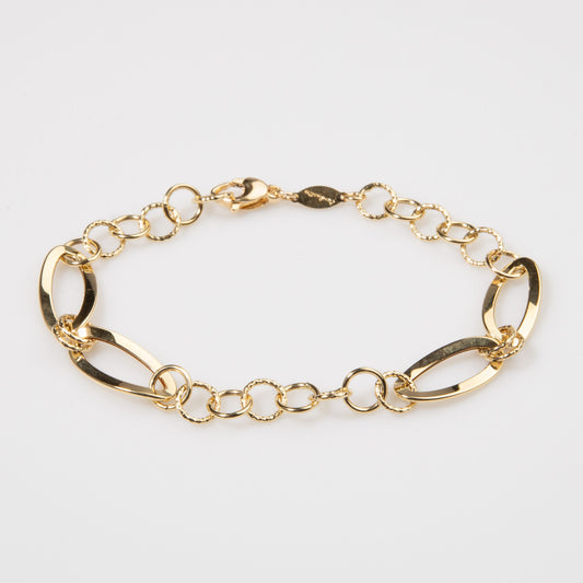 Bracciale In Oro 18kt Maglie Lisce E Martellate