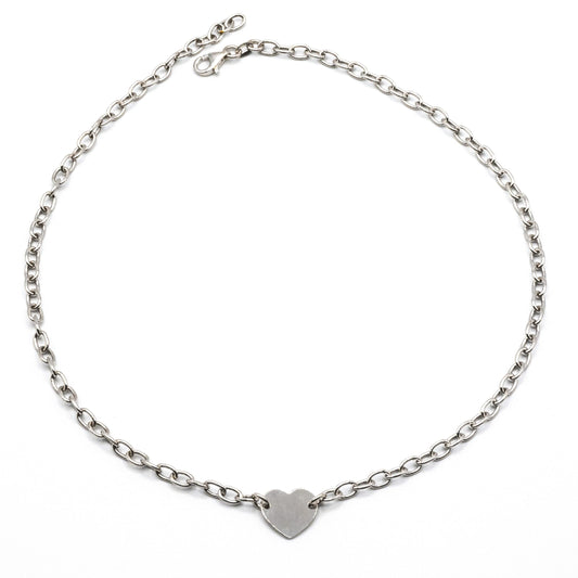 Collana A Catena In Argento Con Cuore