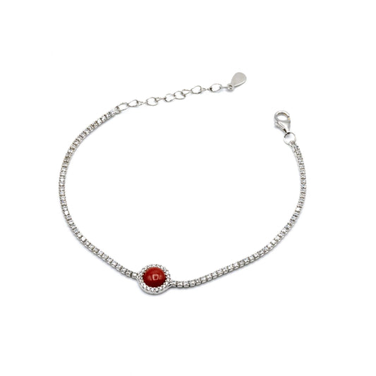 Bracciale Tennis In Argento Con Corallo