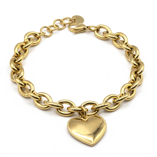 Bracciale A Catena Dorato Con Cuore