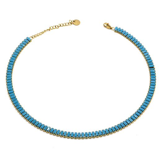 Collana Choker Tennis Pietre Azzurre