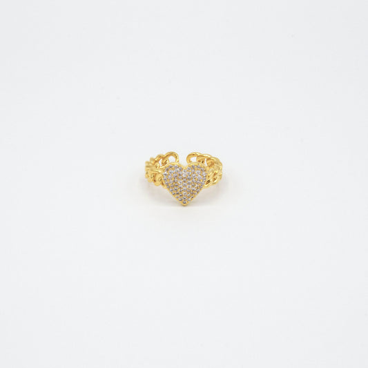 Anello Groumette Con Cuore A Pavé Gold