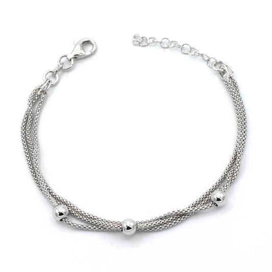 Bracciale In Argento Tre Fili Con Sfere