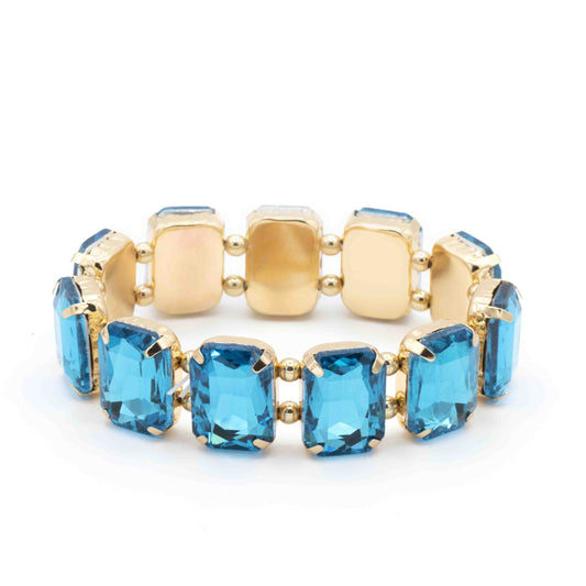 Bracciale Dorato Con Pietre Azzurre E Sfere