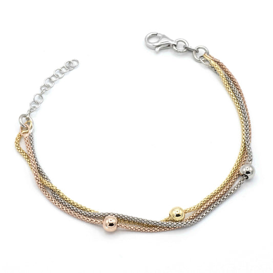 Bracciale In Argento Tre Fili Con Sfere