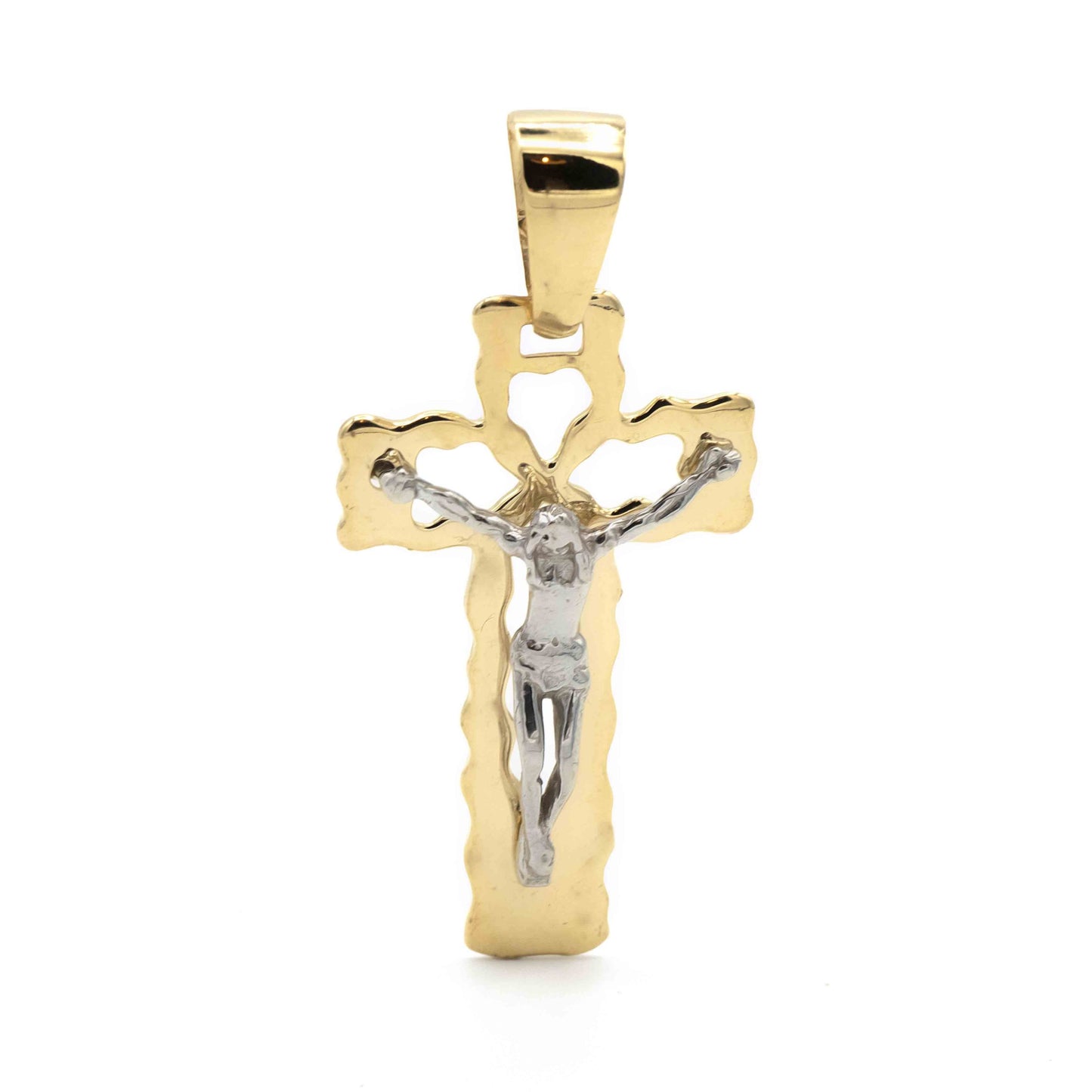 Croce In Oro giallo Con Cristo In Oro Bianco