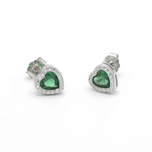 Orecchini Cuore Verde In Argento