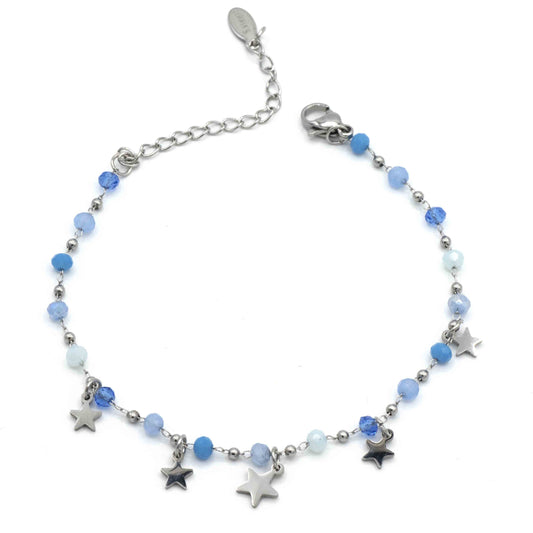 Bracciale Stelline E Perline Celesti