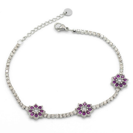 Bracciale Tennis Fiori Argentato