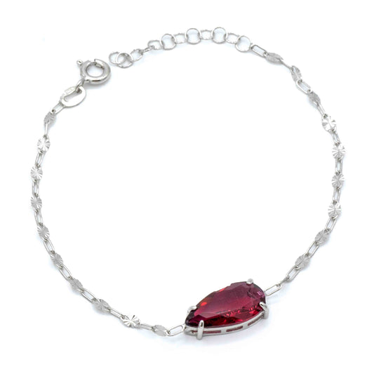 Bracciale In Argento E Pietra Rossa