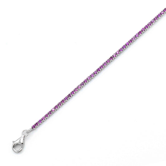 Bracciale Tennis In Argento Pietre Fucsia