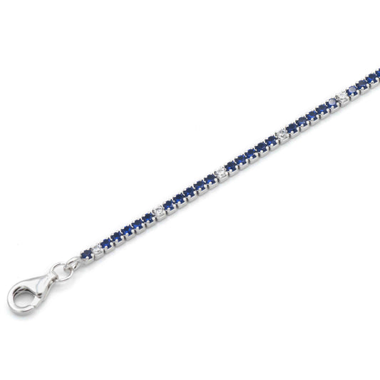 Bracciale Tennis In Argento Pietre Blu E Bianche