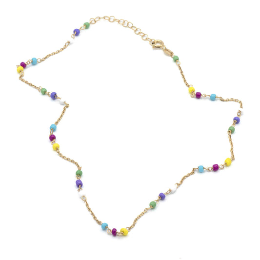 Collana In Argento con rondelle in pietra multicolor