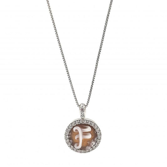 Collana In Argento Con Lettera F In Cammeo