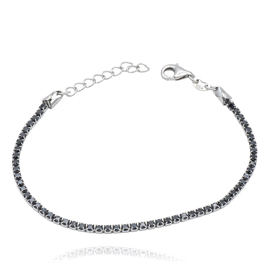 Bracciale Tennis Nero in Argento