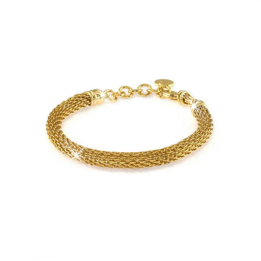 Bracciale Con Maglia A Rete In Bronzo Dorato
