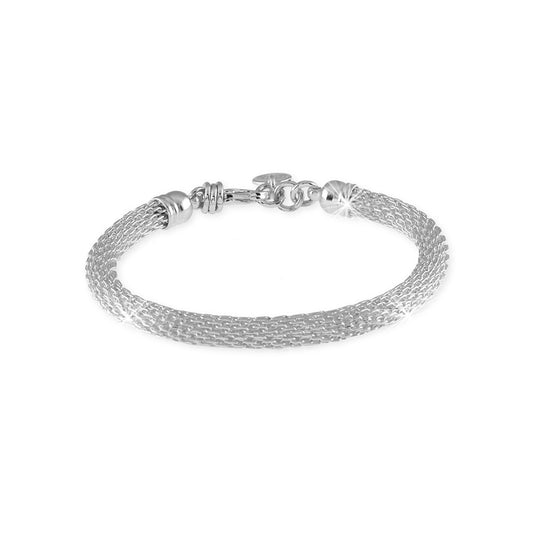 Bracciale Con Maglia A Rete In Bronzo Argentato