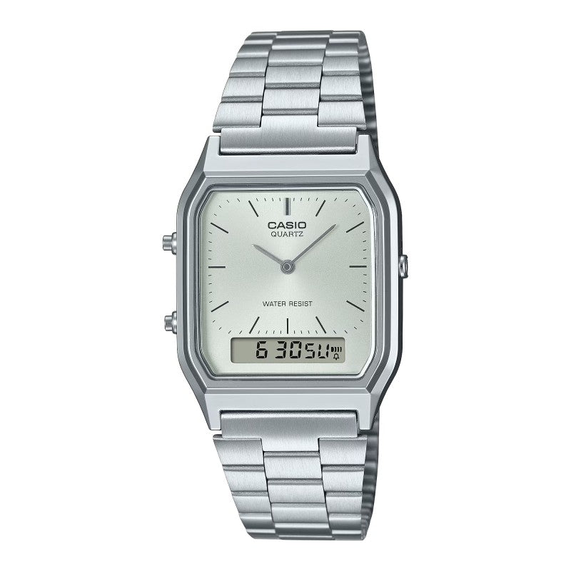 Orologio Casio Vintage AQ-230A-7DMQ Unisex Ana-Digi in Acciaio Quadrante Bianco Casio