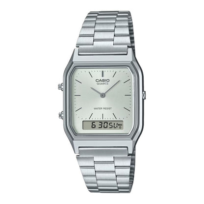 Orologio Casio Vintage AQ-230A-7DMQ Unisex Ana-Digi in Acciaio Quadrante Bianco Casio