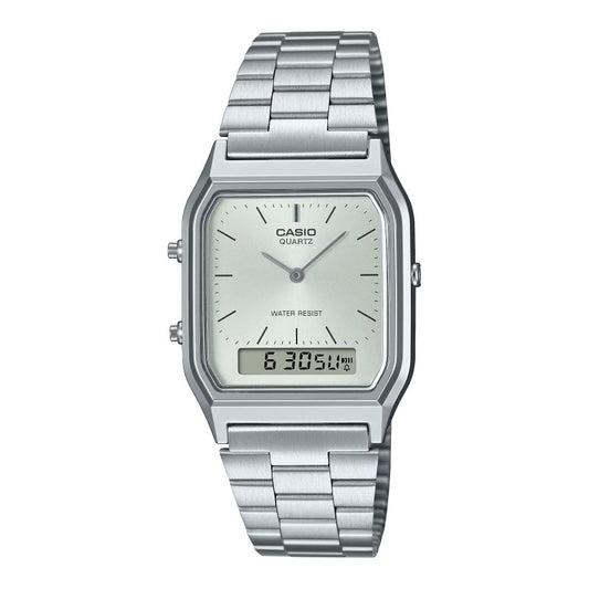 Orologio Casio Vintage AQ-230A-7DMQ Unisex Ana-Digi in Acciaio Quadrante Bianco Casio